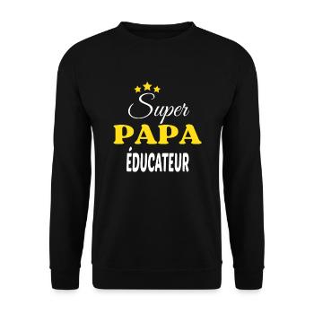 Super Papa ÉDUCATEUR ANNIVERSAIRE - Sweat-shirt Unisexe - noir - Devant - Alina (178cm) & Michal (187cm)