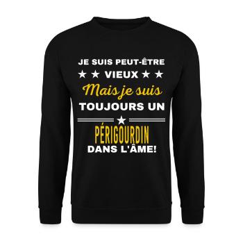 Je suis peut-être vieux PÉRIGOURDIN - Sweat-shirt Unisexe - noir - Devant - Alina (178cm) & Michal (187cm)