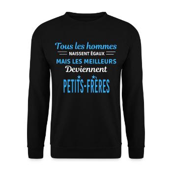 tous les hommes naissent égaux Petits-frères - Sweat-shirt Unisexe - noir - Devant - Alina (178cm) & Michal (187cm)