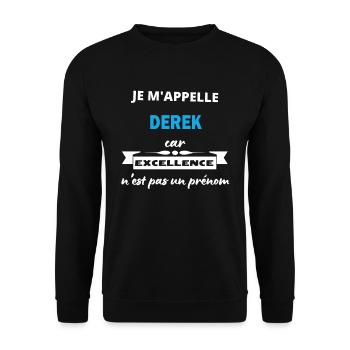 Je m'appelle excellence Derek - Sweat-shirt Unisexe - noir - Devant - Alina (178cm) & Michal (187cm)
