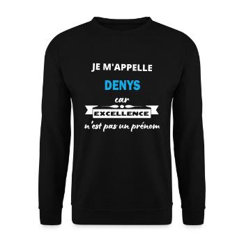 Je m'appelle excellence Denys - Sweat-shirt Unisexe - noir - Devant - Alina (178cm) & Michal (187cm)