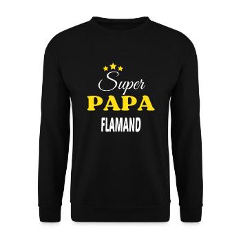 Super Papa FLAMAND ANNIVERSAIRE - Sweat-shirt Unisexe - noir - Devant - Alina (178cm) & Michal (187cm)