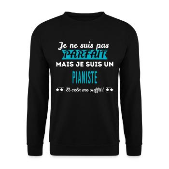 Je ne suis pas parfait PIANISTE - Sweat-shirt Unisexe - noir - Devant - Alina (178cm) & Michal (187cm)
