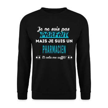 Je ne suis pas parfait PHARMACIEN - Sweat-shirt Unisexe - noir - Devant - Alina (178cm) & Michal (187cm)