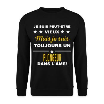 Je suis peut-être vieux PLONGEUR - Sweat-shirt Unisexe - noir - Devant - Alina (178cm) & Michal (187cm)