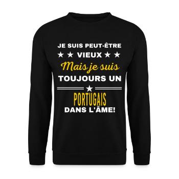 Je suis peut-être vieux PORTUGAIS - Sweat-shirt Unisexe - noir - Devant - Alina (178cm) & Michal (187cm)