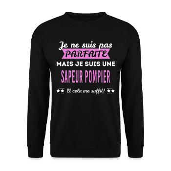 Je ne suis pas parfaite sapeur pompier - Sweat-shirt Unisexe - noir - Devant - Alina (178cm) & Michal (187cm)