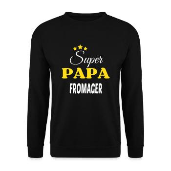 Super Papa FROMAGER ANNIVERSAIRE - Sweat-shirt Unisexe - noir - Devant - Alina (178cm) & Michal (187cm)