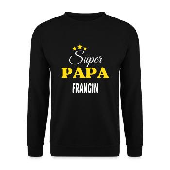 Super Papa FRANGIN ANNIVERSAIRE - Sweat-shirt Unisexe - noir - Devant - Alina (178cm) & Michal (187cm)