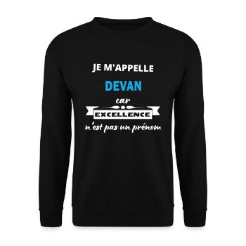 Je m'appelle excellence Devan - Sweat-shirt Unisexe - noir - Devant - Alina (178cm) & Michal (187cm)