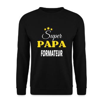 Super Papa FORMATEUR ANNIVERSAIRE - Sweat-shirt Unisexe - noir - Devant - Alina (178cm) & Michal (187cm)