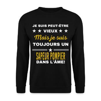Je suis peut-être vieux SAPEUR POMPIER - Sweat-shirt Unisexe - noir - Devant - Alina (178cm) & Michal (187cm)