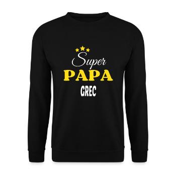 Super Papa GREC ANNIVERSAIRE - Sweat-shirt Unisexe - noir - Devant - Alina (178cm) & Michal (187cm)