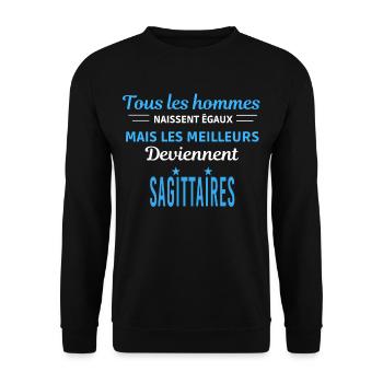 tous les hommes naissent égaux Sagittaires - Sweat-shirt Unisexe - noir - Devant - Alina (178cm) & Michal (187cm)