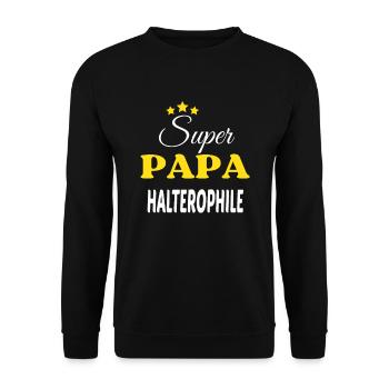 Super Papa HALTEROPHILE ANNIVERSAIRE - Sweat-shirt Unisexe - noir - Devant - Alina (178cm) & Michal (187cm)