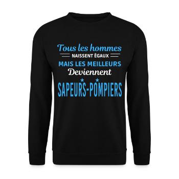tous les hommes naissent égaux Sapeurs-pompiers - Sweat-shirt Unisexe - noir - Devant - Alina (178cm) & Michal (187cm)