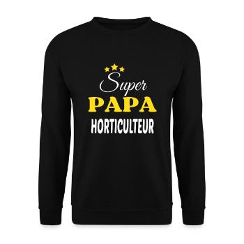 Super Papa HORTICULTEUR ANNIVERSAIRE - Sweat-shirt Unisexe - noir - Devant - Alina (178cm) & Michal (187cm)
