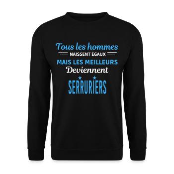 tous les hommes naissent égaux Serruriers - Sweat-shirt Unisexe - noir - Devant - Alina (178cm) & Michal (187cm)