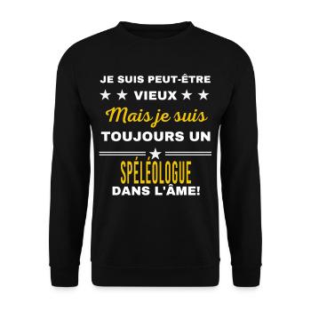 Je suis peut-être vieux SPÉLÉOLOGUE - Sweat-shirt Unisexe - noir - Devant - Alina (178cm) & Michal (187cm)