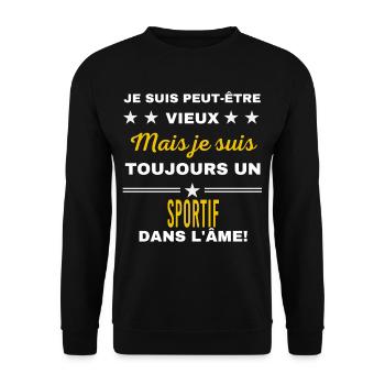 Je suis peut-être vieux SPORTIF - Sweat-shirt Unisexe - noir - Devant - Alina (178cm) & Michal (187cm)