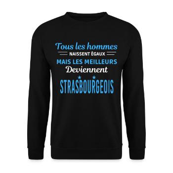 tous les hommes naissent égaux Strasbourgeois - Sweat-shirt Unisexe - noir - Devant - Alina (178cm) & Michal (187cm)