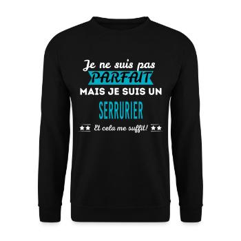 Je ne suis pas parfait SERRURIER - Sweat-shirt Unisexe - noir - Devant - Alina (178cm) & Michal (187cm)