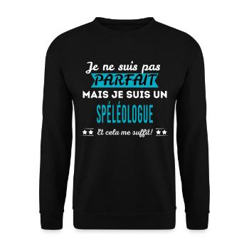 Je ne suis pas parfait SPÉLÉOLOGUE - Sweat-shirt Unisexe - noir - Devant - Alina (178cm) & Michal (187cm)