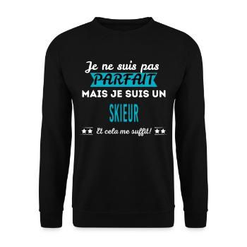Je ne suis pas parfait SKIEUR - Sweat-shirt Unisexe - noir - Devant - Alina (178cm) & Michal (187cm)
