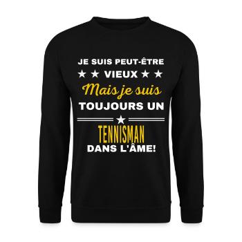 Je suis peut-être vieux TENNISMAN - Sweat-shirt Unisexe - noir - Devant - Alina (178cm) & Michal (187cm)