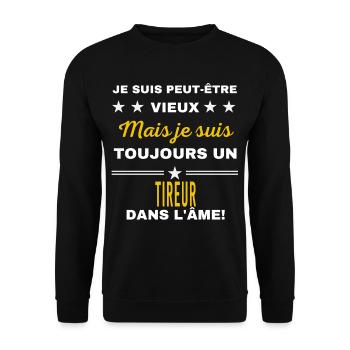 Je suis peut-être vieux TIREUR - Sweat-shirt Unisexe - noir - Devant - Alina (178cm) & Michal (187cm)