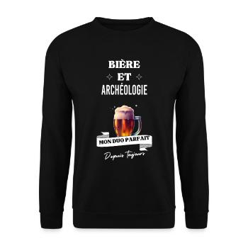 Bière Mon duo parfait depuis toujours archéologie - Sweat-shirt Unisexe - noir - Devant - Alina (178cm) & Michal (187cm)