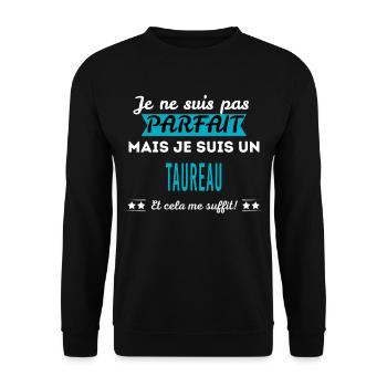 Je ne suis pas parfait TAUREAU - Sweat-shirt Unisexe - noir - Devant - Alina (178cm) & Michal (187cm)