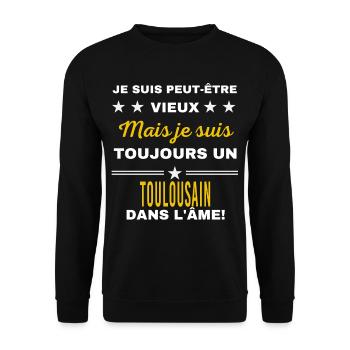 Je suis peut-être vieux TOULOUSAIN - Sweat-shirt Unisexe - noir - Devant - Alina (178cm) & Michal (187cm)