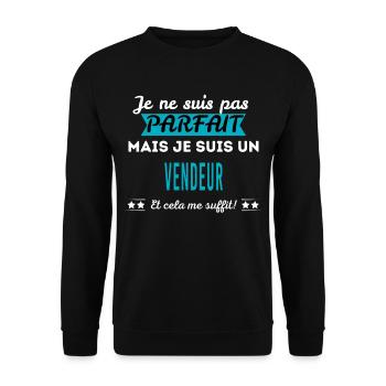 Je ne suis pas parfait VENDEUR - Sweat-shirt Unisexe - noir - Devant - Alina (178cm) & Michal (187cm)