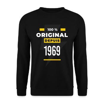 100 % original depuis 1969 CADEAU Anniversaire - Sweat-shirt Unisexe - noir - Devant - Alina (178cm) & Michal (187cm)