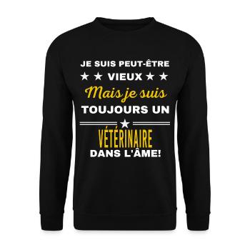 Je suis peut-être vieux VÉTÉRINAIRE - Sweat-shirt Unisexe - noir - Devant - Alina (178cm) & Michal (187cm)