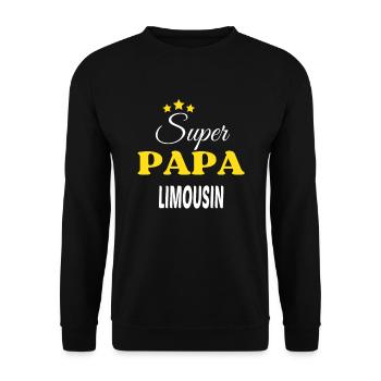 Super Papa LIMOUSIN ANNIVERSAIRE - Sweat-shirt Unisexe - noir - Devant - Alina (178cm) & Michal (187cm)