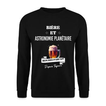 Bière Mon duo parfait depuis astronomie planétaire - Sweat-shirt Unisexe - noir - Devant - Alina (178cm) & Michal (187cm)