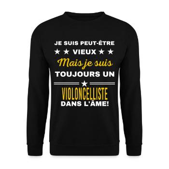 Je suis peut-être vieux VIOLONCELLISTE - Sweat-shirt Unisexe - noir - Devant - Alina (178cm) & Michal (187cm)