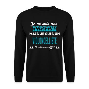 Je ne suis pas parfait VIOLONCELLISTE - Sweat-shirt Unisexe - noir - Devant - Alina (178cm) & Michal (187cm)