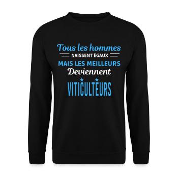 tous les hommes naissent égaux Viticulteurs - Sweat-shirt Unisexe - noir - Devant - Alina (178cm) & Michal (187cm)