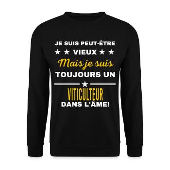 Je suis peut-être vieux VITICULTEUR - Sweat-shirt Unisexe - noir - Devant - Alina (178cm) & Michal (187cm)