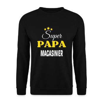 Super Papa MAGASINIER ANNIVERSAIRE - Sweat-shirt Unisexe - noir - Devant - Alina (178cm) & Michal (187cm)