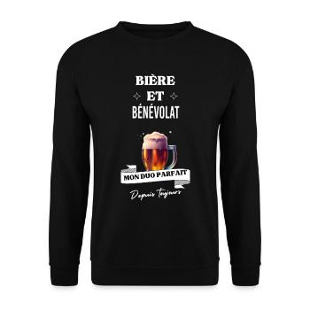 Bière Mon duo parfait depuis toujours et bénévolat - Sweat-shirt Unisexe - noir - Devant - Alina (178cm) & Michal (187cm)