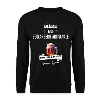 Bière duo parfait depuis boulangerie artisanale - Sweat-shirt Unisexe - noir - Devant - Alina (178cm) & Michal (187cm)