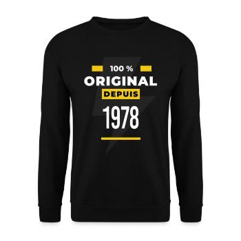 100 % original depuis 1978 CADEAU Anniversaire - Sweat-shirt Unisexe - noir - Devant - Alina (178cm) & Michal (187cm)