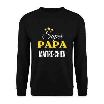 Super Papa MAITRE-CHIEN ANNIVERSAIRE - Sweat-shirt Unisexe - noir - Devant - Alina (178cm) & Michal (187cm)