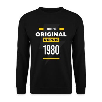 100 % original depuis 1980 CADEAU Anniversaire - Sweat-shirt Unisexe - noir - Devant - Alina (178cm) & Michal (187cm)