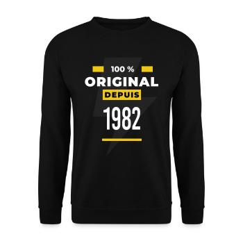 100 % original depuis 1982 CADEAU Anniversaire - Sweat-shirt Unisexe - noir - Devant - Alina (178cm) & Michal (187cm)