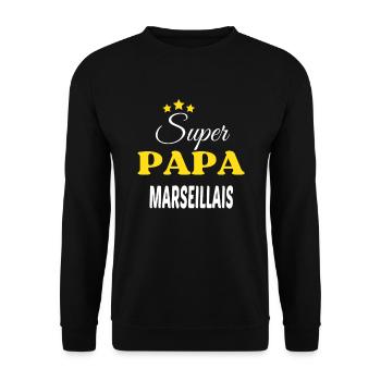 Super Papa MARSEILLAIS ANNIVERSAIRE - Sweat-shirt Unisexe - noir - Devant - Alina (178cm) & Michal (187cm)